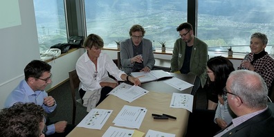 Die Vertreter der Gemeinden der Agglomeration Rheintal trafen sich in luftiger Höhe