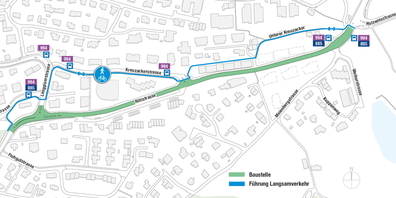 Rund 700 Meter der Rütistrasse werden in Etappen umgebaut, saniert und erhalten modernisierte Werkleitungen.