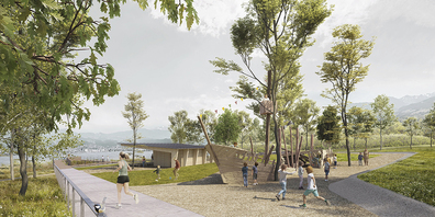 Spiel, Spass und Erholung garantiert: Der Park am See in Altendorf, wie er nach Fertigstellung in etwa aussehen wird. (Visualisierung)