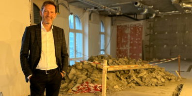 René Popp auf der Baustelle im zukünftigen Globus