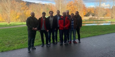 Die Doppel-Aufsteiger im Bild v. l.: Nikola Predolac, Jonas Bender, Igor Neyman, Volodymyr Vival, Thomas Heining, Gabriel Scardanzan, Sebastian Willems und Roman Bislin-Wild.