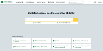 So präsentiert sich der neue «Digitale Lesesaal» des St.Galler Staatsarchivs, ein schweizweites Pionierprojekt.