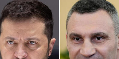 ARCHIV - Der ukrainische Präsident Wolodymyr Selenskyj (l) und Vitali Klitschko, ehemaliger Box-Profi und Bürgermeister von Kiew. Foto: Efrem Lukatsky AP and President Of Ukraine / dpa