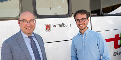 Regierungsrat Beat Tinner und Landesrat Daniel Zadra tauschten sich bei ihrem Arbeitstreffen in St.Gallen aus