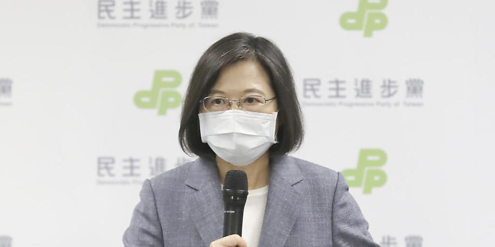 Taiwans Präsidentin Tsai Ing-wen bei einer Pressekonferenz. Foto: Chiangying-Ying/AP/dpa