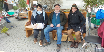 Felix Indermaur (Mitte), Präsident der evangelisch-reformierten Kirchengemeinde Au-Berneck-Heerbrugg auf der Kirchenbank