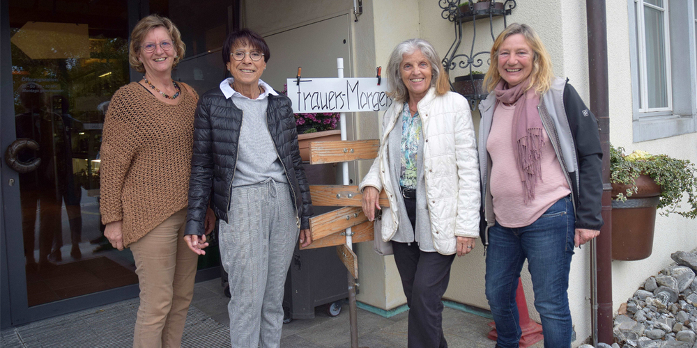 Team: Das Fraue Morge Benken Team: (v.l.n.r.) Astrid Eichenberger, Irène Fässler, Elisabeth Stocker und Moni Dörig. Auf dem Bild fehlt Heidi Fischbacher.