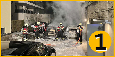 Vier Autos in Flammen: Ein Personenwagen gerät am 29. Januar in Pfäffikon aus ungeklärten Gründen in Brand, die Flammen griffen auf weitere Autos über.