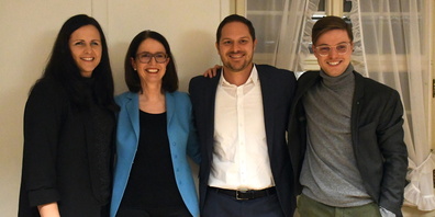 Kantonsrätin Andrea Abderhalden-Hämmerli, Nationalrätin Susanne Vincenz-Stauffacher, Kreisrichter Frederik Müller und Kantonsrat Ruben Schuler