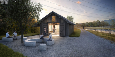 Visualisierung der künftigen «Linthwerkschau» in der Grynau (Tuggen SZ).