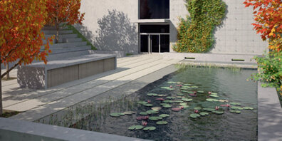 Aussenschulzimmer mit Wassergarten.