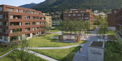 Mitten in Schübelbach entstehen insgesamt 103 Wohnungen, davon 59 Eigentumswohnungen in verschiedenen Grössen in vier Mehrfamilienhäusern. 