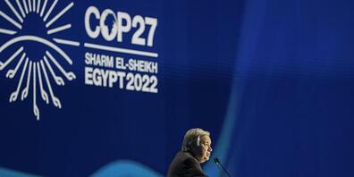 dpatopbilder - Antonio Guterres, Generalsekretär der Vereinten Nationen, hält seine Rede während der Eröffnung des hochrangigen Gipfels des COP27 Klimagipfels im International Convention Center. Foto: Gehad Hamdy/dpa