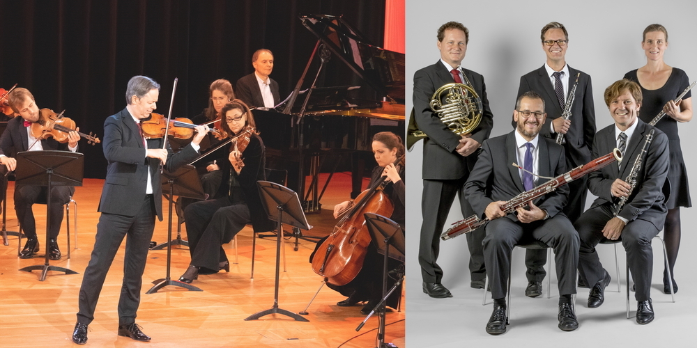 Das Kammerorchester Concento Stravagante (l.) und das Bläserensemble Primavera konzertieren gemeinsam.