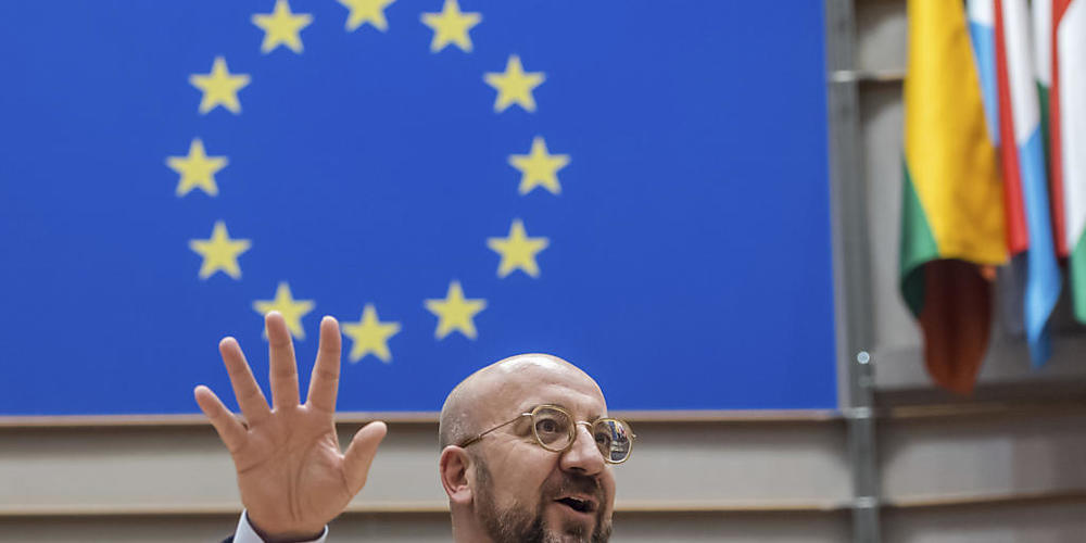 Charles Michel, Präsident des Europäischen Rates, spricht während einer Plenarsitzung im Europäischen Parlament. Foto: Geert Vanden Wijngaert/AP/dpa