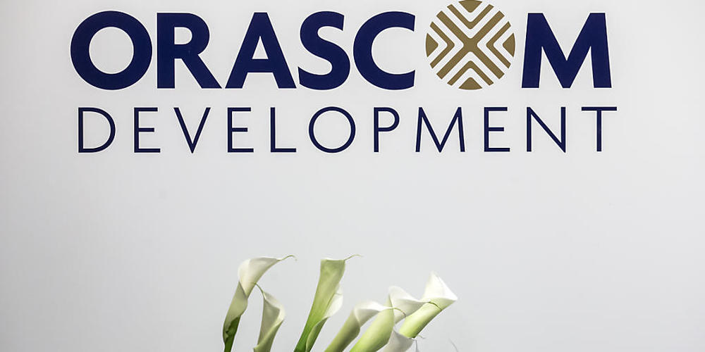 Das Logo von Orascom Development während der Generalversammlung am Firmensitzt in Altdorf. (Archiv)