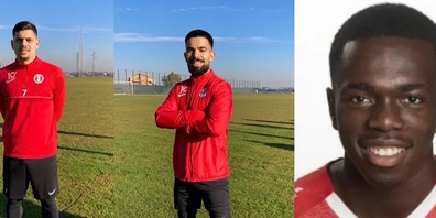 André Ribeiro (l.) und Oan Djorkaeff haben bis Juni 2023 unterschrieben, Samuel Kasongo (r.) bis Juni 2024.