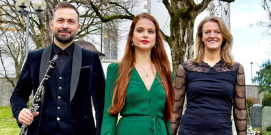 Emanuel Andriescu, Patricia Zanella und Maria Mark (v.l.n.r.) treten am 19. März gemeinsam in Hombrechtikon auf.