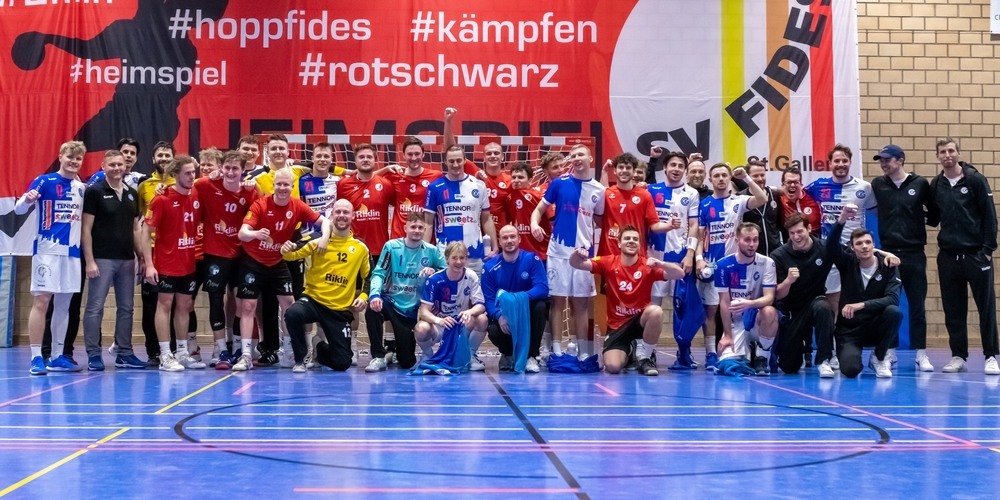 Zufriedene Gesichter nach dem Sieg von GC Amicitia im Cup-Viertelfinale beim Erstligisten SG Fides/Otmar St. Gallen.