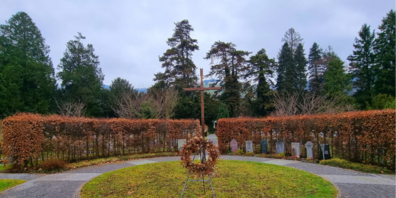 Friedhof Bild (Baumhecke im Hintergrund)