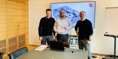 Hoffen auf gute Resultate: v.l.n.r. Luca Eberle (Schule & Soziales), Martin Stöckling (Stadtpräsident), Christian Leutenegger (Bauchef)