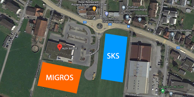 Schematische Darstellung der Projekte Migros & SKS in Uznach.