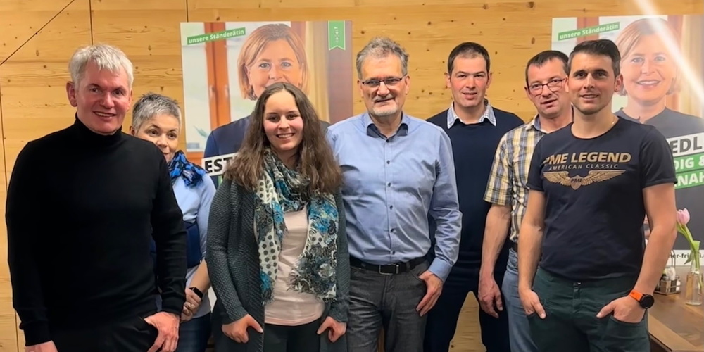 Neuer Vorstand SVP Ortspartei Neckertal v.l.n.r: Rolf Brunner, Monica Brander, Jessica Huldi, Alain Gehrig, Lukas Bösch, Bruno Schweizer, André Schilter
