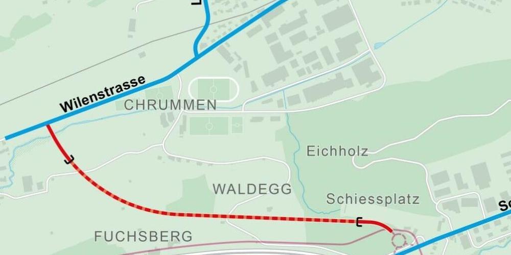 Von der Wilenstrasse in Freienbach soll der Verkehr künftig über einen Tunnel direkt zur Autobahn gelangen.