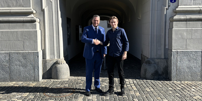 Kantonsratspräsident Jens Jäger mit Konstantin Pius Hälg, Präsident des Jugendparlaments SG AI AR