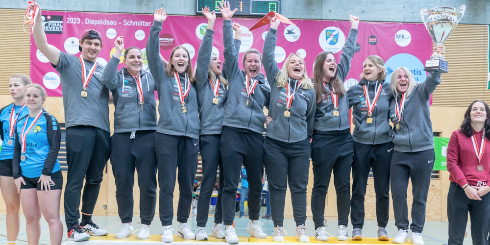 Die Equipe aus Jona konnte sich beim Final-Four-Turnier in Diepoldsau den Schweizer Meistertitel im Hallenfaustball sichern