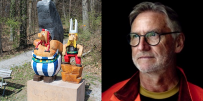 Die Skulpturen und der Erschaffer Richi Merk.