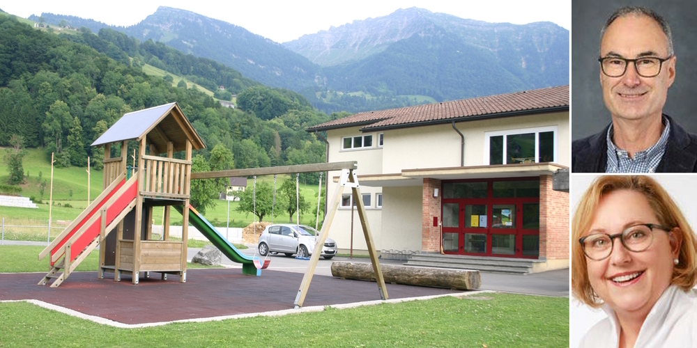 Hans Follador (r.o.) wird interimistischer Rektor der Schule, Yvonne Weder (r.u.) interimistische Primarschulleiterin.