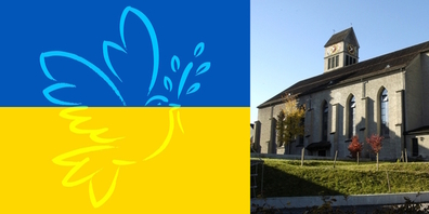 Am Friedensgottesdienst in der Stadtkirche Uznach (r.) wirken ukrainische Geflüchtete aus der Region mit.