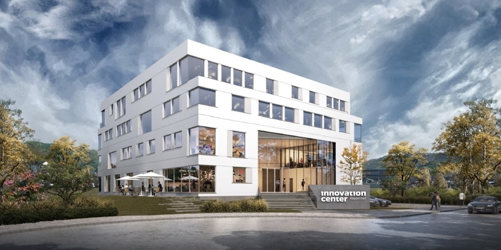 Visualisierung des geplanten «Innovation Center Rapperswil». Die Baueingabe ist für Frühling 2023 geplant.