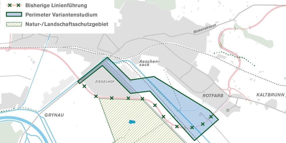 Die Führung der A15-Gaster im Bereich Grynaustrasse-Rotfarb soll in einem anderen Perimeter realisiert werden.
