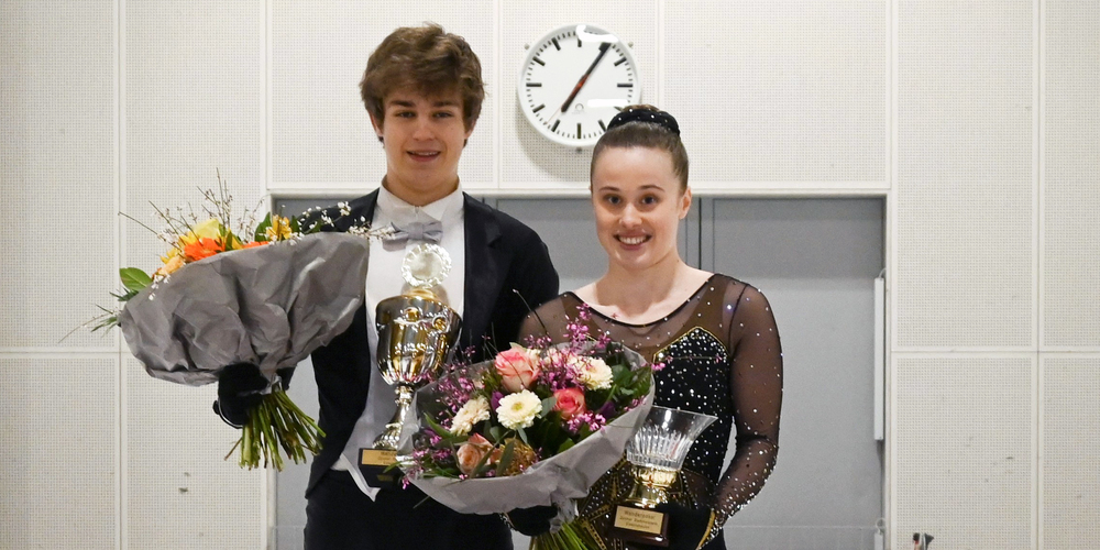 Stolze Stadtmeister von 2020: Leon Auspurg, Eissport-Club Zürich-Oerlikon, und Patrizia Sala,  Eislauf Club Heuried-Zürich. Jetzt wird die Nachfolgerin und der Nachfolger gekürt.
