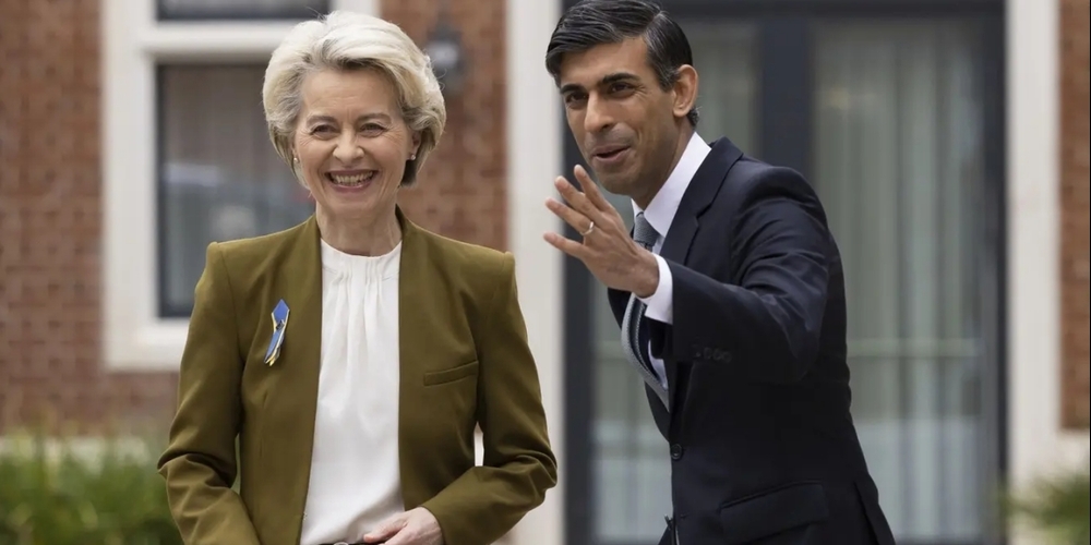 Ursula von der Leyen und Rishi Sunak präsentieren die Beziehungen zwischen Grossbritannien und der EU in einem harmonischen Licht.