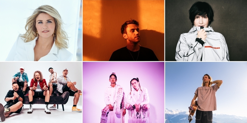 Alle am Sound of Glarus 2023: (v.l.o.) Beatrice Egli, Clueso, Texas, Troglauer, Ikan Hyu und Pat Burgener.