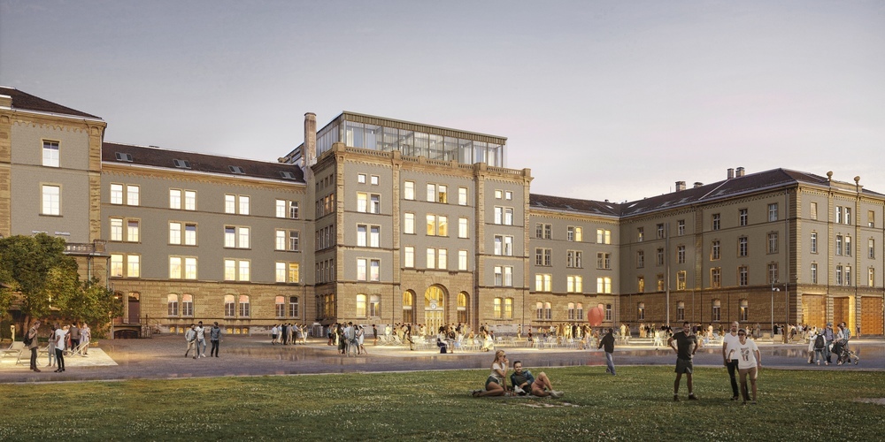 Die gekrönte, umgewidmete Militärkaserne: Visualisierung von Spillmann Echsle Architekten AG.