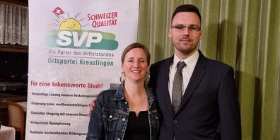 Neu im Vorstand der SVP-Ortspartei Kreuzlingen sind Regula Wiedl und Präsident Stefan Klauer.