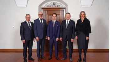 Der Ausserrhoder Regierungsrat ab 1. Juni 2023 (v.l.): Hansueli Reutegger, Dölf Biasotto, Landammann Yves Noël Balmer, Alfred Stricker und Katrin Alder.