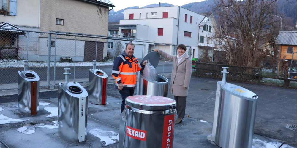 Das Unterflursystem beim alten Dreschstadel konnte Mitte Dezember bei eisigen Temperaturen durch den Leiter Tiefbau/Werke Ivo Kobler und Gemeindepräsidentin Silvia Troxler eingeweiht werden.