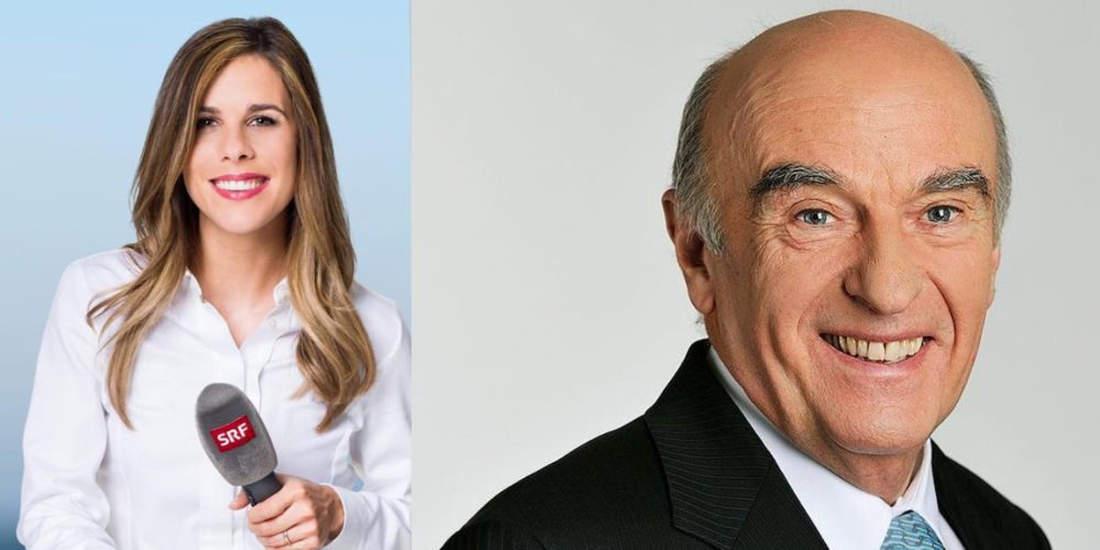 SRF-Sportmoderatorin Sybille Eberle und Alt Bundesrat Hans-Rudolf Merz