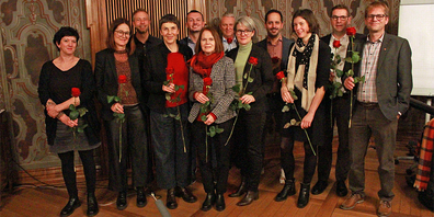 Die Kandidaten der «Hauptliste» der SP St.Gallen für die Nationalratswahlen. v.l.: Alexandra Akeret, Katrin Schulthess, Florian Kobler, Barbara Gysi, Arber Bullakaj, Claudia Friedel, Bernhard Hauser, Andrea Schöb, Dario Sulzer, Bettina Surber, Guido Etterlin, Martin Sailer. 