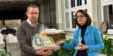 Präsident Roland Roos und Ständeratskandidatin und Nationalrätin Susanne Vincenz Stauffacher.