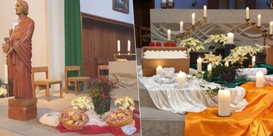 Am 5. Februar 2023 ist Agathatag und zugleich Mariä Lichtmess. Brot und Kerzen (r.) werden gesegnet.