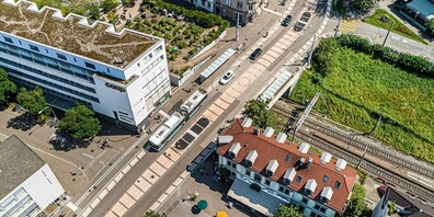 Die Strassenraumgestaltung aus der Luft. 