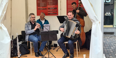 Revival der Volksmusik in Zürich: Die Niederdorf-Buebe mit Dani Häusler, Philipp Mettler, Jörg Wiget und Sepp Huber.