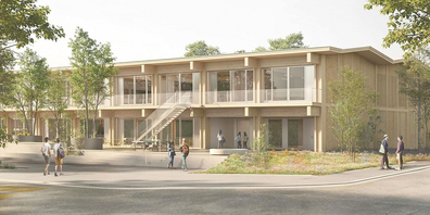 Der Plan sieht vor, dass auch Oberstufenschüler:innen aus Trasadingen, Oberhallau, Gächlingen und Siblingen im Sommer 2026 hier im neuen Schulhaus unterrichtet werden.