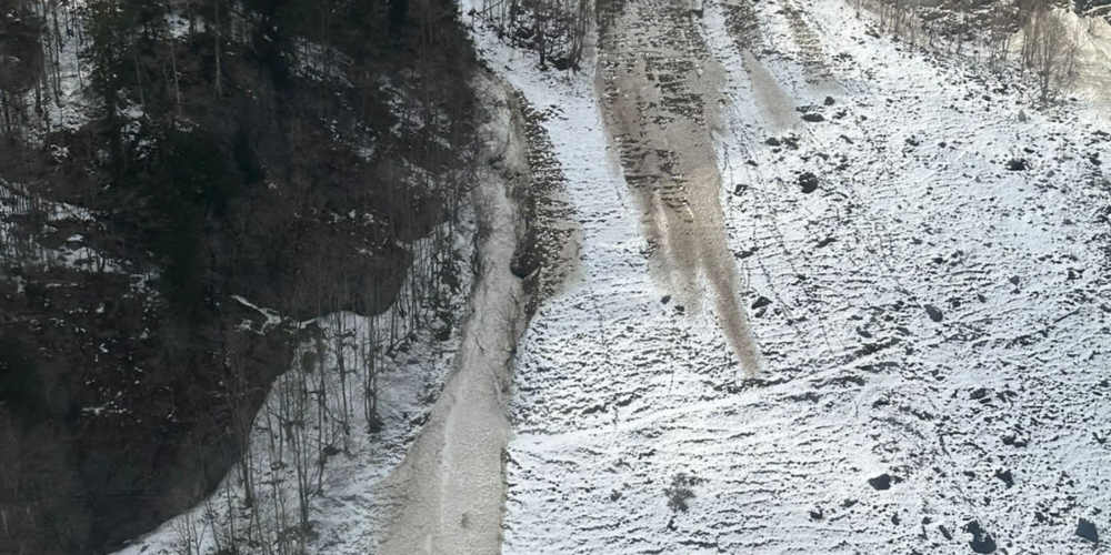 Lawinenkegel im Bereich Chobel